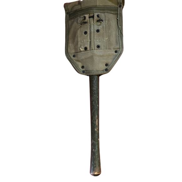 WWII U.S. M1943 Folding Entrenching Shovel with 1945 Canvas Cover US Army VTG - Picture 7 of 9